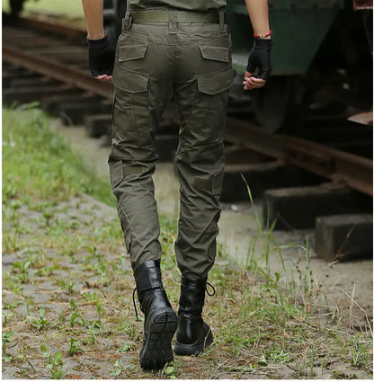 Men's Fashion Outdoor Hiking Overalls Pants Camouflage Tactical Pants Hunting Uniform Fighting Multi-Pocket Trousers
