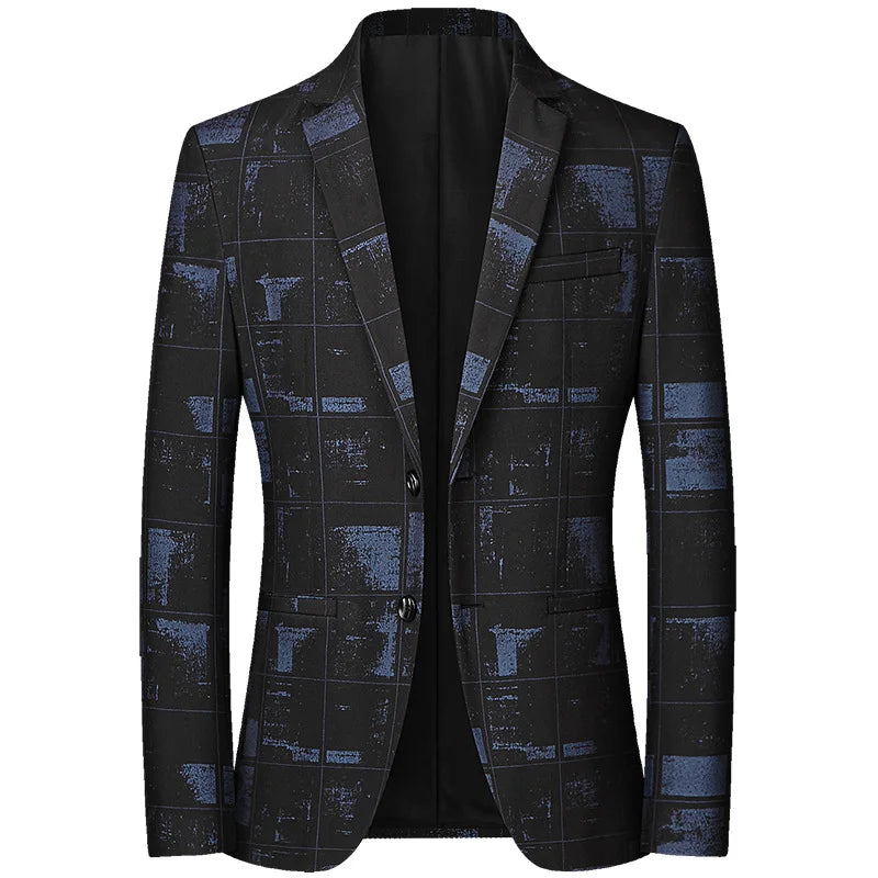 Fashion Print Slim Fit Men's Blazers Outerwear Business Casual Suit Jacket For Men Spring Autumn Korean Style Wedding Coats Man