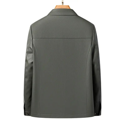Men's Fashion Casual Large-Sized Goatskin Leather Jacket Lapel Coat High-End Spring Autumn 2025