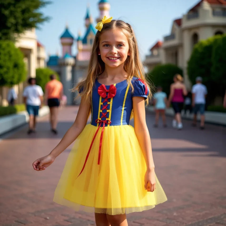 Deluxe Snow White Gown Set with Accessories Princess Costume Fairy Cosplay for Girls Kids Toddler Carnival Party Vestido