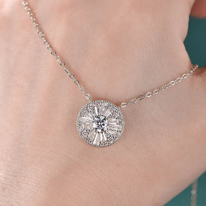 GRA Certified D VVS1 5mm Moissanite Round Charm Pendant Necklace Chain for Women 14K Gold Filled Fine Neck Jewelry Gift