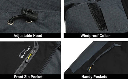 Camping Hiking Jacket Men Autumn Outdoor Sports Coats Climbing Trekking Windbreaker Travel Waterproof Jackets Black