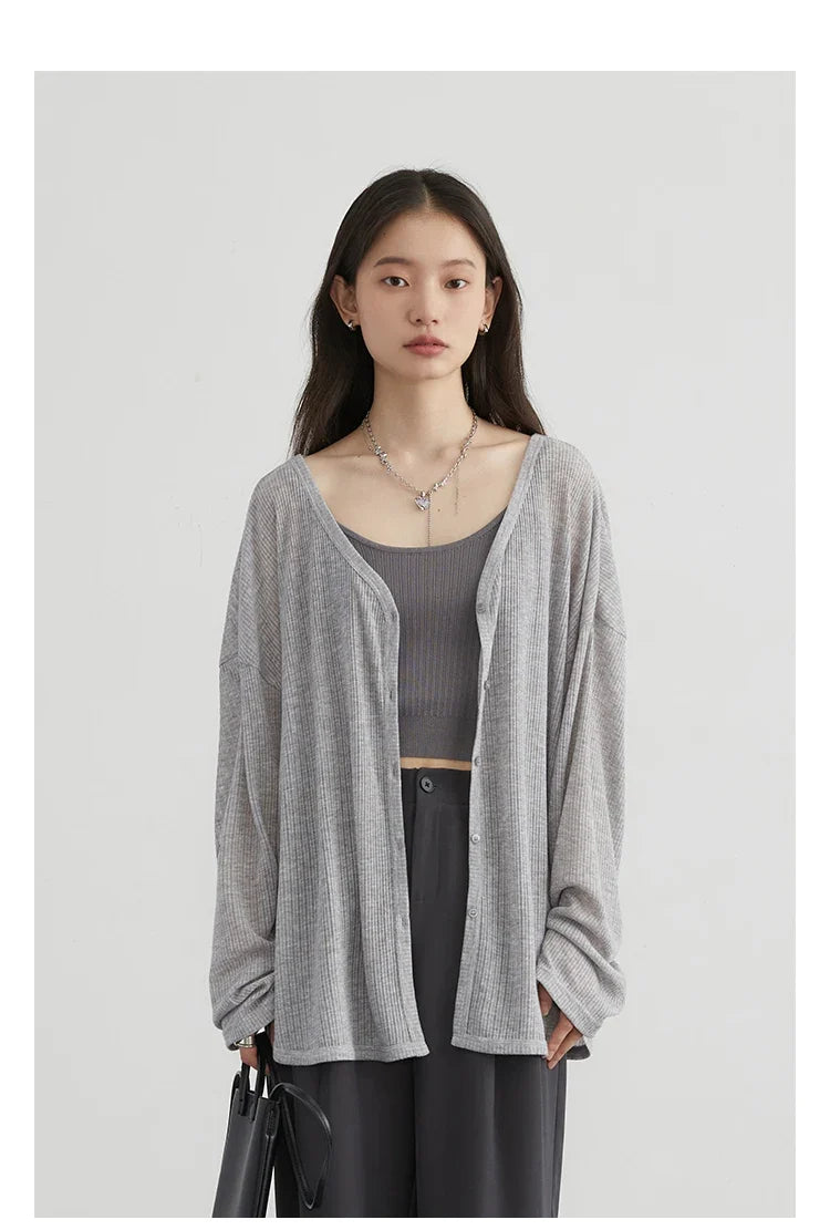 Women's Cardigan New V-neck Long Sleeved Female Shirt Female Jumpers Sun Protection Woman Top Spring Summer 2026