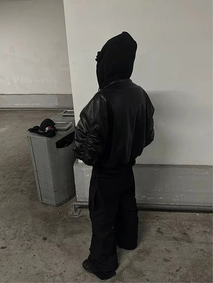 Autumn Winter Oversized Cool Black Thickened Warm Pu Leather Jacket Men Hood Luxury Designer Fake 2 Clothes