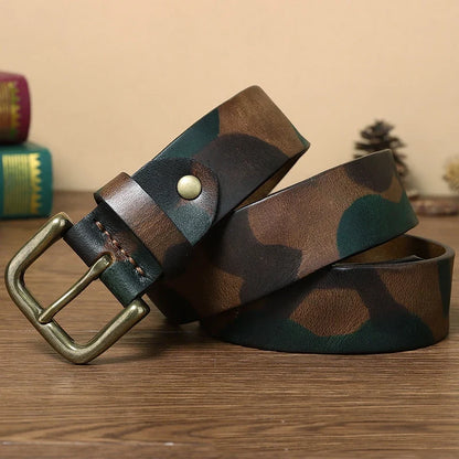 3.3CM 3.8CM Camouflage Tactical Belt Solid Brass Buckle Sports Strap Cowskin Real Genuine Leather Belt Military Belt