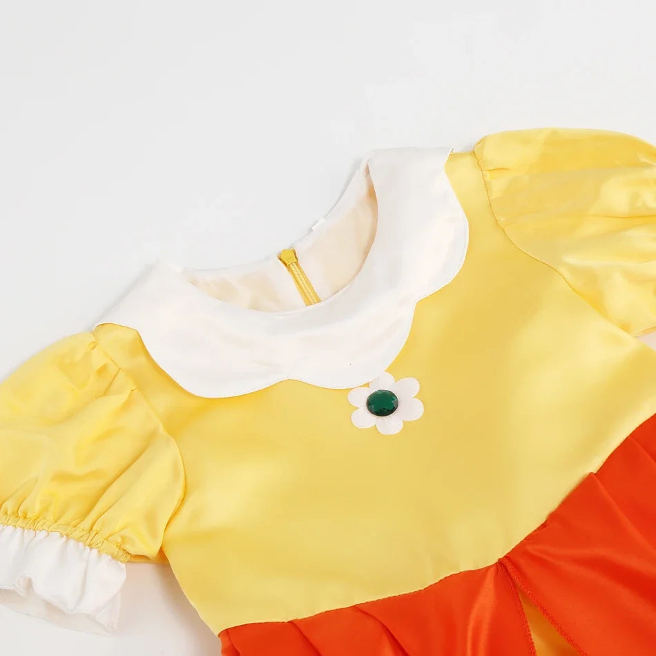 Daisy Girls Princess Dress Cartoon Movie Cosplay Costume Summer Kids Orange Party Outfits 2-10 Years Halloween Fancy Clothes