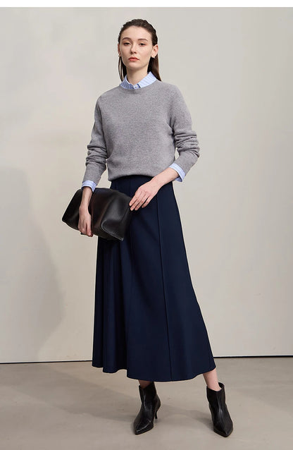 Women's Skirt 2025 Spring New Minimalist Solid Color Loose Skirts For Women Medium To Long Versatile A-shaped Skirt12524019
