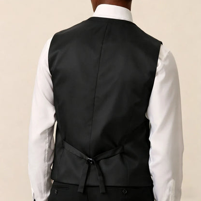 Men Vest Black Solid Single Button V Neck Waistcoat For Wedding Banquet Business Party Casual Work Casual Daily Men Suit Vest