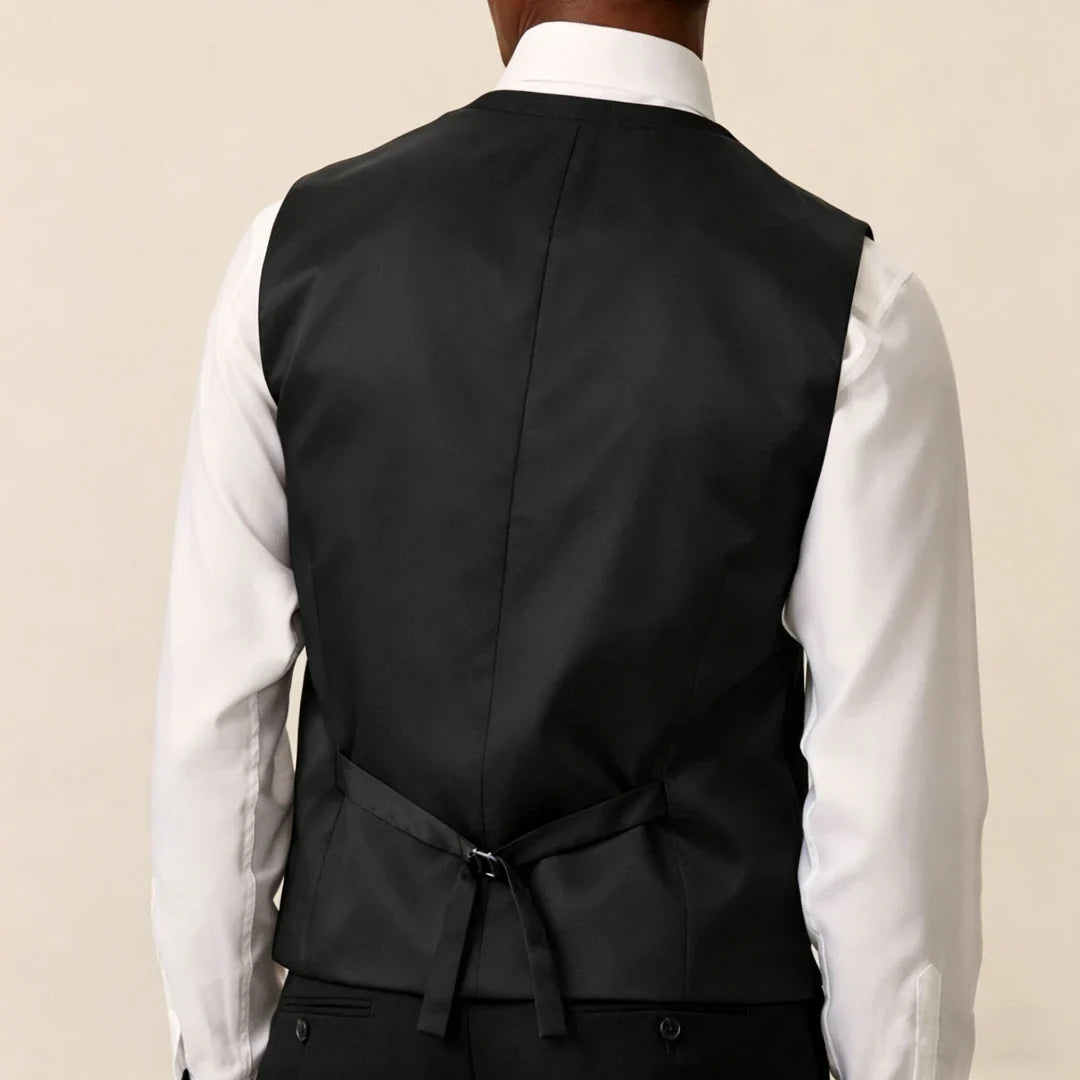 Men Vest Black Solid Single Button V Neck Waistcoat For Wedding Banquet Business Party Casual Work Casual Daily Men Suit Vest