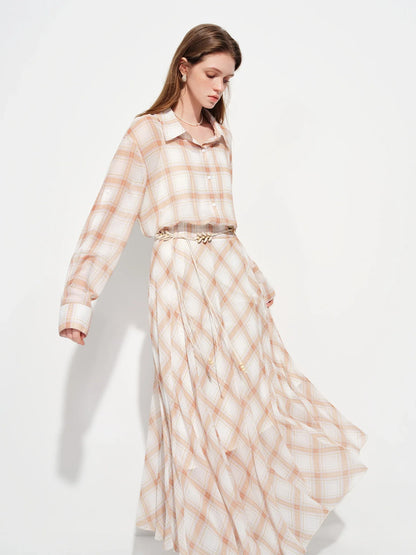 Retro Checkered Elegant Commuter Dress for Women Spring 2026 New Arrival Quick-Drying Easy-Care WIth Inner camisole Dress