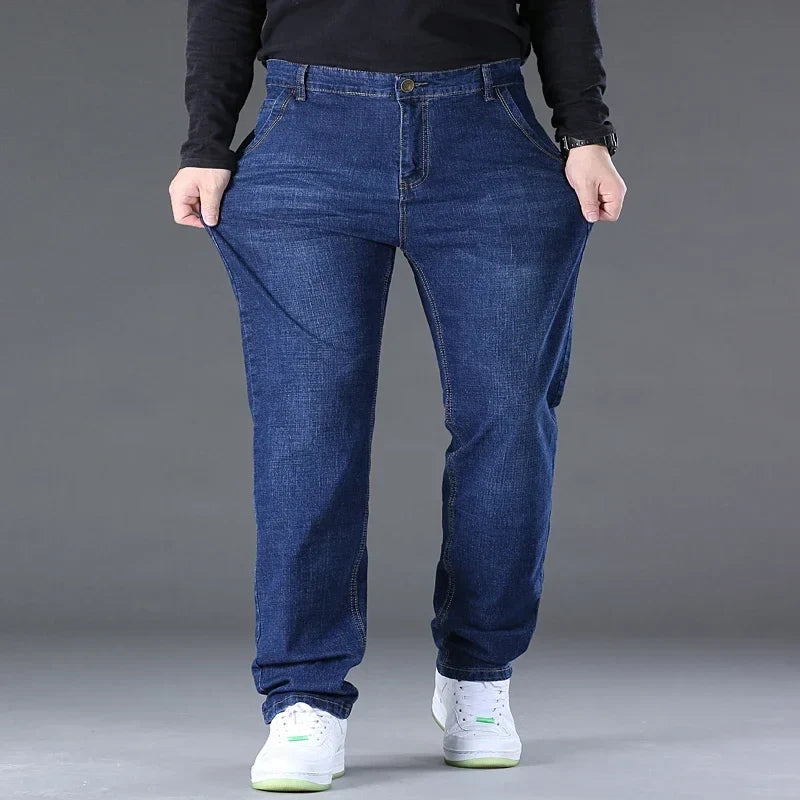 Men's Jeans Pants Big Size 50 High Stretch Denim Fabric Large Size Pants for 45-150kg Jeans Hombre Wide Leg Jeans Pantalon Homme