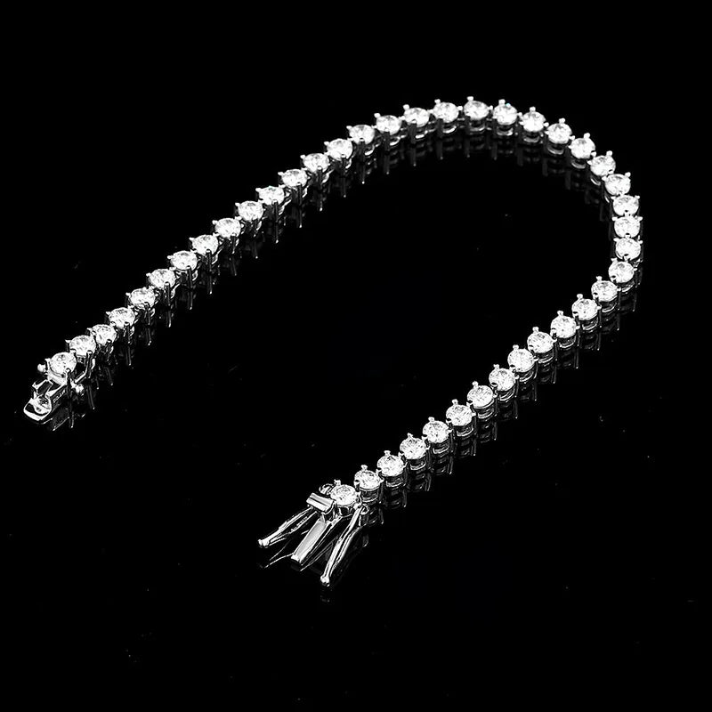 3 Prong 2.5mm 3mm Full D Color Moissanite Diamond Tennis Bracelet for Women 925 Silver Link Chain Spring Buckle Bracelets