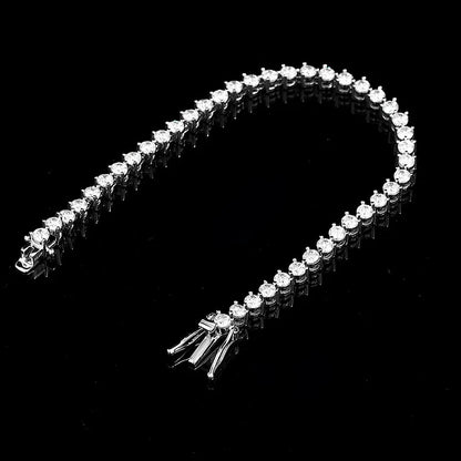3 Claw 2.5/3mm Full D Color Moissanite Diamond Tennis Bracelet Hidden Buckle for Women Man 925 Silver Link Chain Bracelets