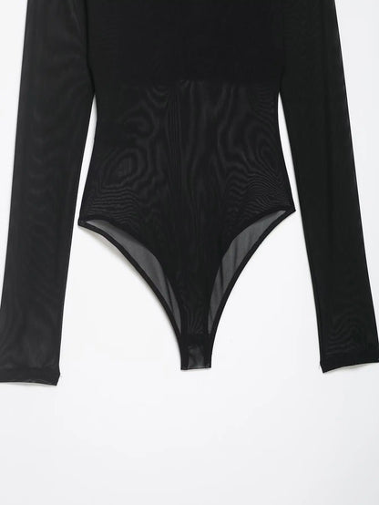 Chic Sheath Sexy Brown Streetwear Night Party Jumpsuit Fashion 2026 Club Long Sleeve Cool Strapless Sheer Mujer Tops