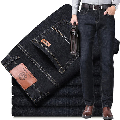 Brand 2026 New Men's Slim Elastic Jeans Fashion Business Classic Style  Denim Pants Trousers Male