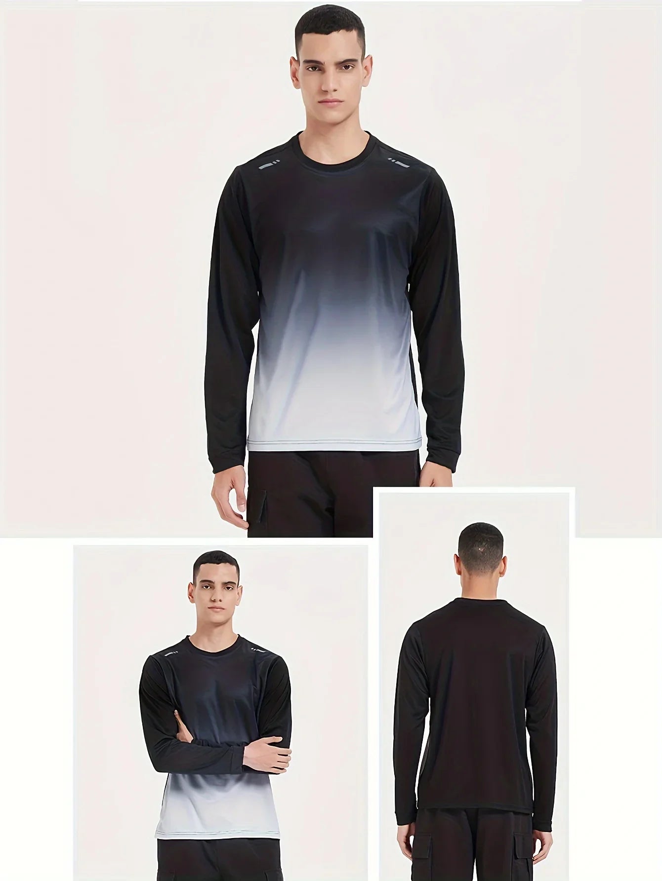 Men's Compression T-shirt, Long Sleeve Crew Neck Sweat-absorbing Quick-drying T-shirts For Men's Fitness Training