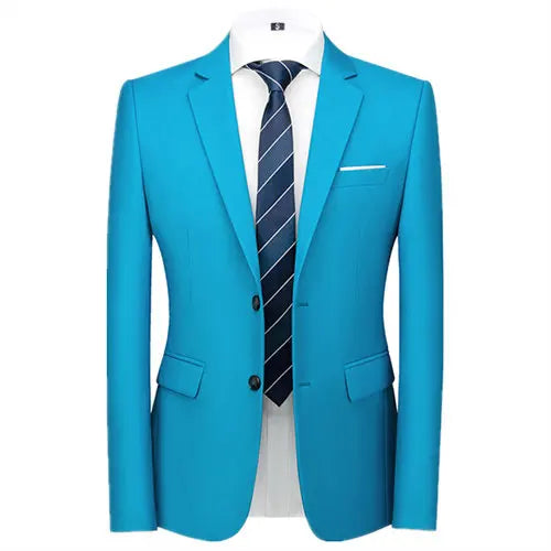 2026 New Men's Green Suit Jacket, Two Button V-Neck Coat, Wedding Party Formal Dress Tops Blue Red Yellow Green Blazers