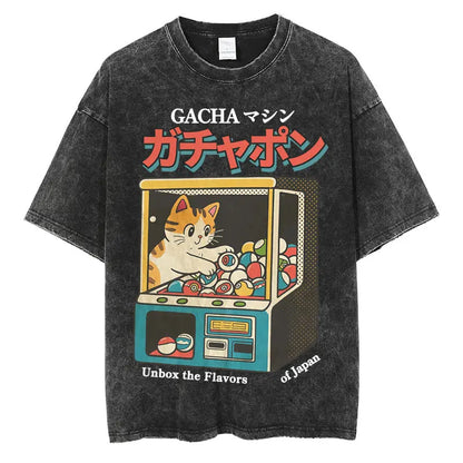 Japanese Tokyo Tokyo Culture Print Washed T Shirt Funny Fashion Vintage Men Women T-shirts Cotton Casual Loose Tees Streetwear