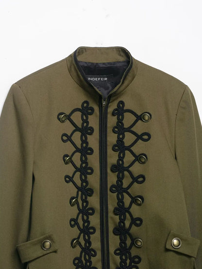 Women's Blazer Jackets Armygreen Coat 2026 zartins Outwear Patchwork Long Sleeve Tops Elegant Fashion Woman Jackets Coat Tops