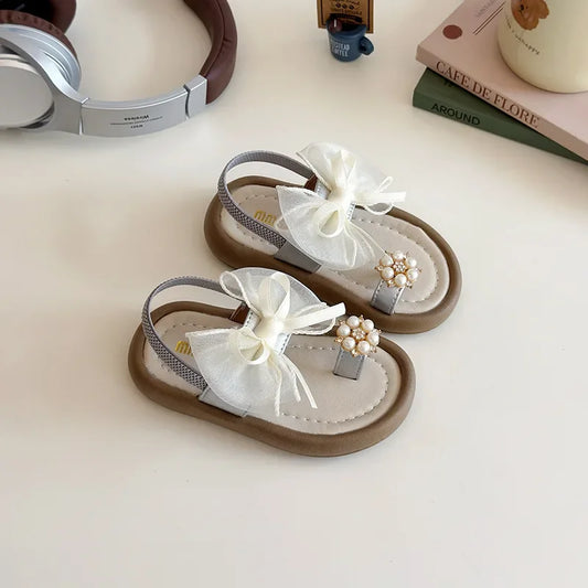 2025 Children Sandals for Girls Summer New Fashion Korean Style Soft Bottom Anti-slippery Versatile Chic Princess Beach Shoes