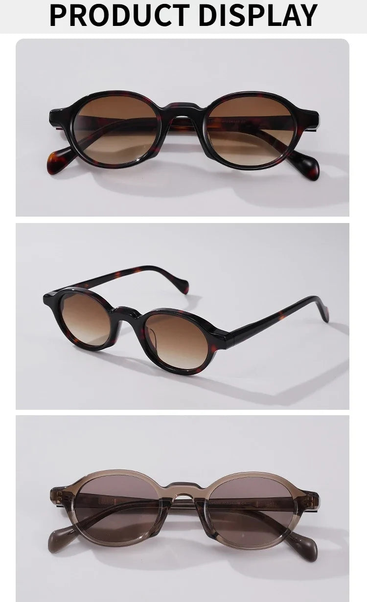 Fashion Top Quality Acetate Small Round Man Sunglasses Tourism Driving UV400 Protection Women Custom Prescription Sun Glasses