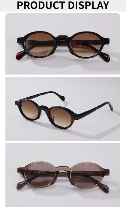 Fashion Top Quality Acetate Small Round Man Sunglasses Tourism Driving UV400 Protection Women Custom Prescription Sun Glasses