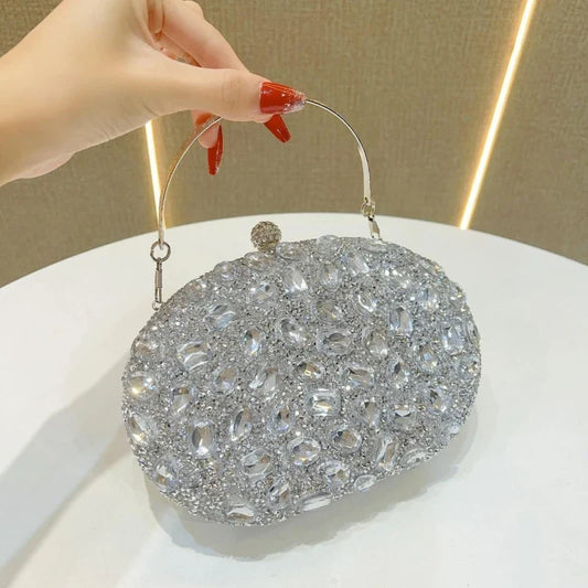 Golden Birthday Party Luxury Crystal Silver Diamond Evening Bags Women Party Purse Wedding Pink Bridal Boutique Clutch Bags