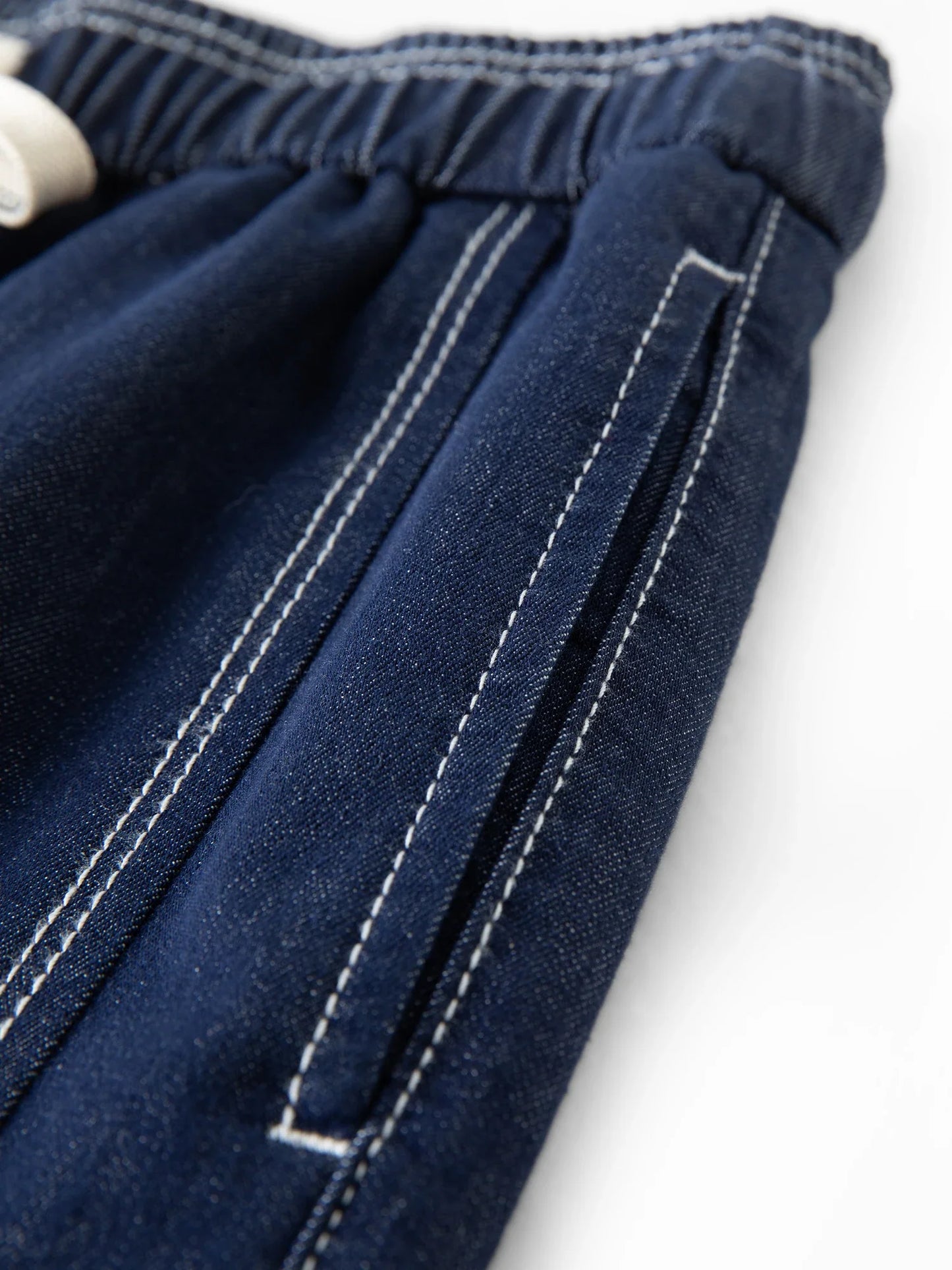 2026 Spring Women's Contrast Topstitching Straight Leg Jeans, Elastic Drawstring Waist Casual Pants for Y2K Street Style