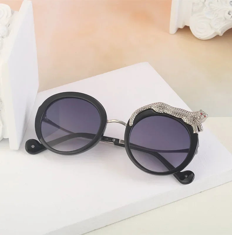 2025 Steampunk Metal Leopard Sunglasses Women Men Personalized Round Frame Sun Glasses Ladies Sunshade UV400 Gafas De Sol