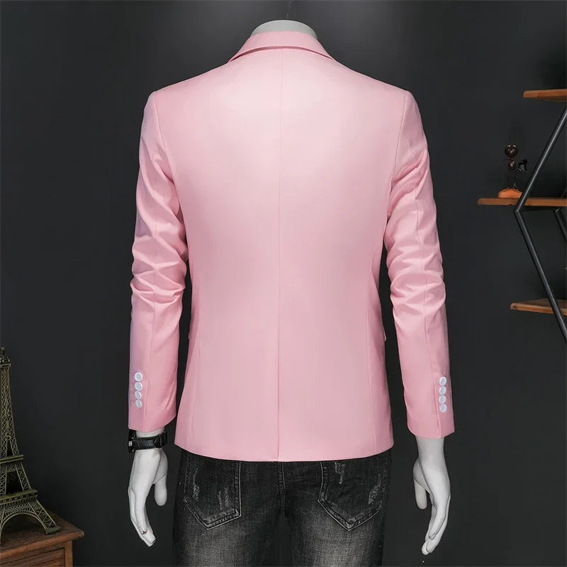 15-color boutique fashion suit 6XL men's slim groom wedding suit jacket business office suit casual solid color suit jacket