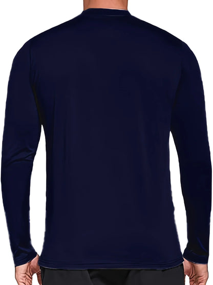 Men's 100% pure cotton loose and comfortable sports and leisure Brooklyn print round neck long sleeved T-shirt top
