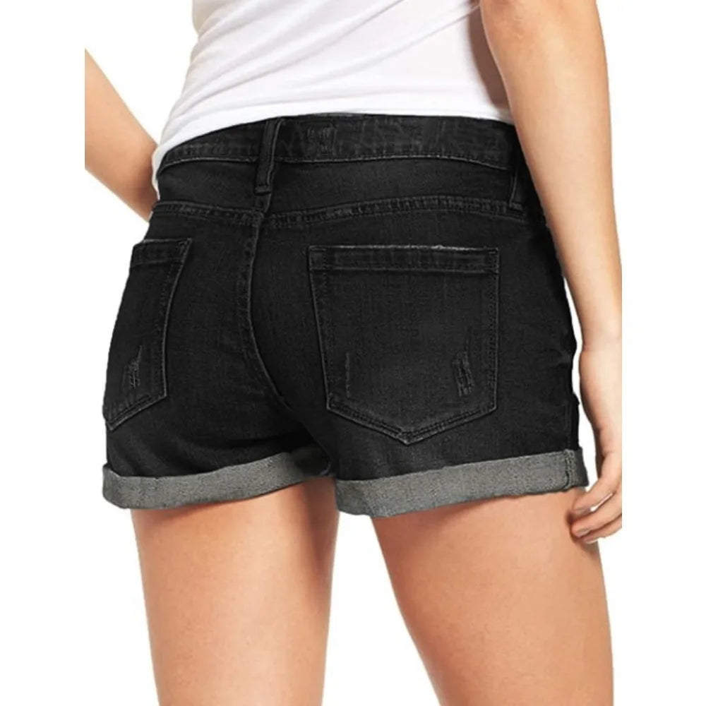 Summer Students Denim Shorts Women 2025 Female Harajuku Cotton HOLE Jeans Ladies Elastic Pockets Harem Trousers Short Pants