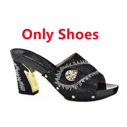 Italian Matching Shoes and Bag Set Decorated with Rhinestone African Shoes and Bag Set for Wedding High Quality Shoes Bag