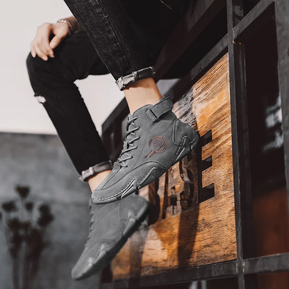 Winter Men Boots Suede Leather With Fur Ankle Boots Men Leisure Boots Keep Warm Western Boots Men Casual Sneakers Bota Masculina