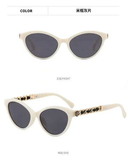 2025 New Fashion Cat Eye Sunglasses Women Hollow Chain Legs Sun Glasses Ladies Classic Goggle Oculos De Sol UV400 Sunshade