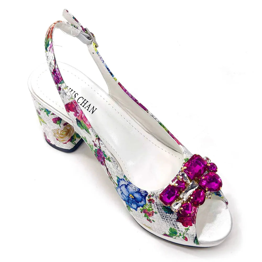 Italian Sandals and Bags Matching Set 2024 Women Heel Party for Gold Colour Wedding Bigger Size Thick Heel Shoes