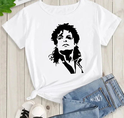Michael Jackson Graphic Printed Tshirt Harajuku Rock Fashion Casual Short Sleeve Crew Neck Plus Size T Shirt Women