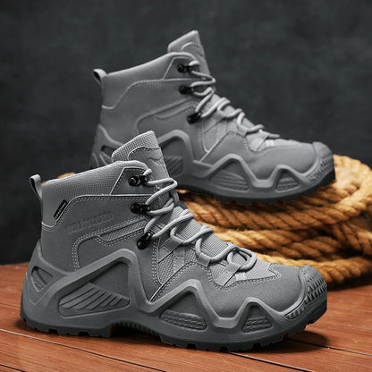 Men's winter high top shoes mid top waterproof and anti slip hiking shoes ultra light work boots tactical boots desert boots