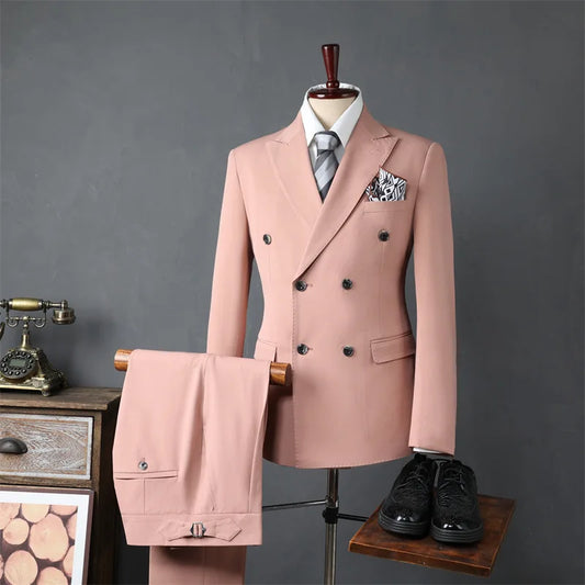 2025 Fashion Suit Set For Men Wedding Party Groomsman Elegant Slim Fit Blazer Pants Formal Banquet Business Outfits Two Pieces
