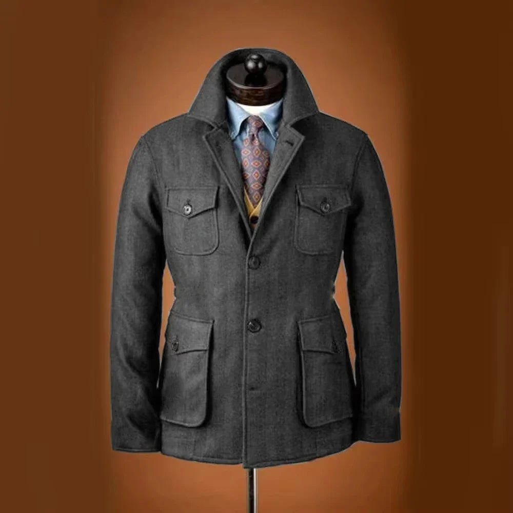 Men's Tweed Jacket Tuxedo Woolen Suit High Quality Costumes Wool Single Breasted Casual Slim Fit Male Blazers Autumn Winter