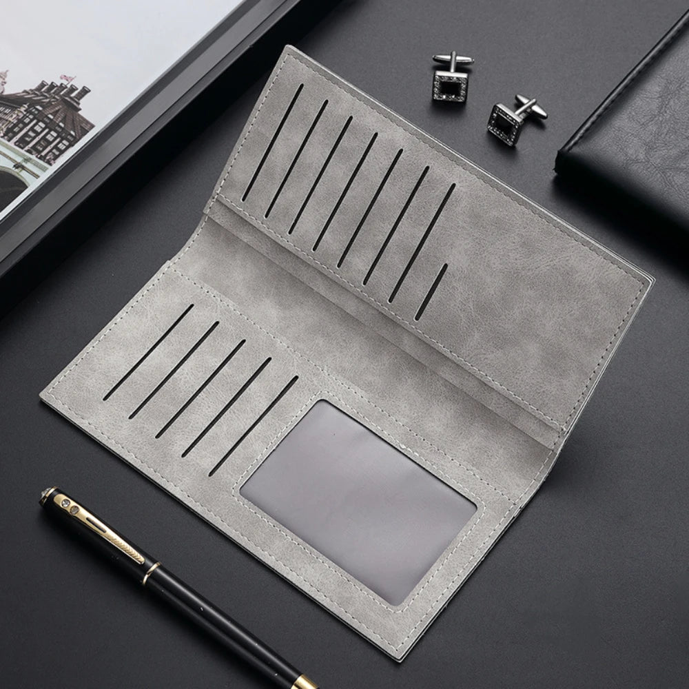 Vintage Long Section Soft PU Wallet For Men Bags Slim Purse Male Simple Purses Casual Business Money Coin Credit Cards Holders