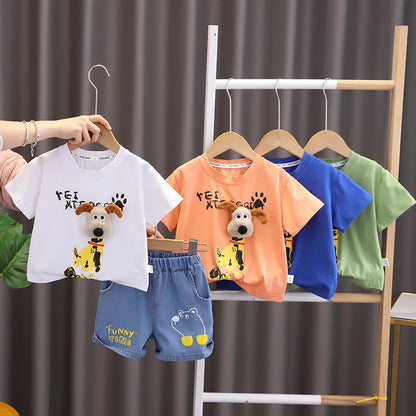 New Summer Kids Boys Clothes Suits Cartoon Cotton T Shirts Shorts 2Pcs/sets Infant Children Fashion Casual Toddler Tracksuit