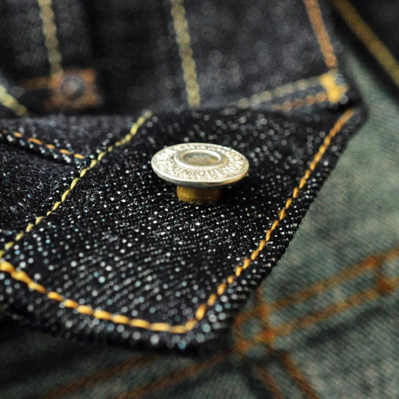308XX-BO-Wind Jeans for Men Furinkazan Selvedge raw denim Jeans Mens Jeans 66 MODE Fit 16.8 OZ Silver-plated Buttons