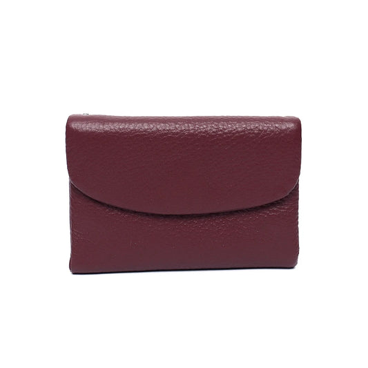 Portefeuille court minimaliste pour femme en cuir véritable avec rabat aimanté, porte-monnaie à trois volets, plusieurs fentes pour cartes, portable, usage quotidien