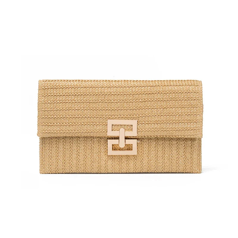 New Women's Straw Clutch Bag Summer Beach Boho Handbag Fashion Woven Purse Girl's Vacation Essentials For Travel Beach Wedding