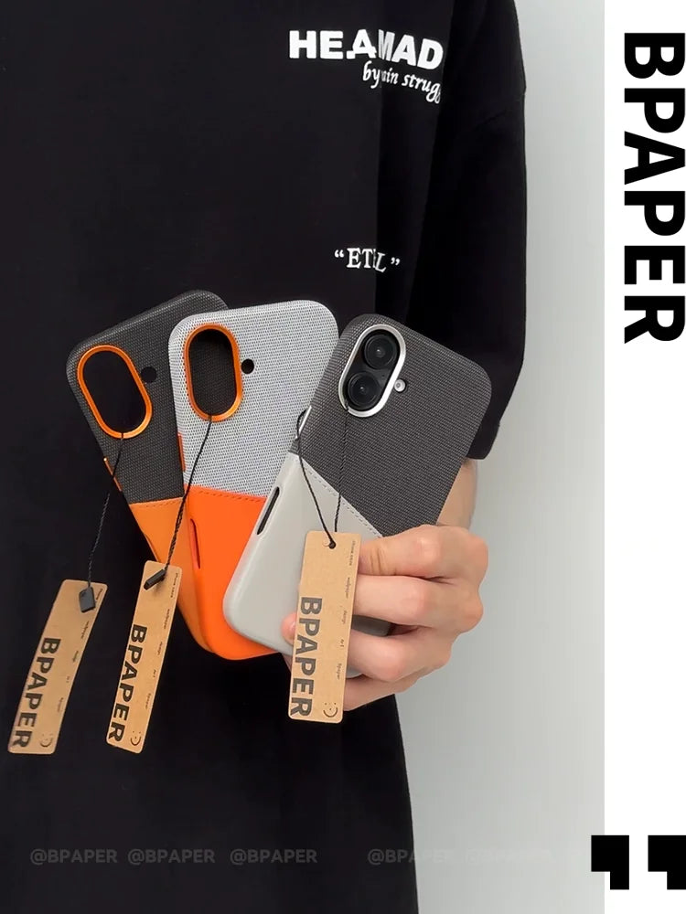 Case For iPhone 17 Pro Max Air Leather and Fabric Splicing Texture Card Insertion Magnetic Phone Cover For iPhone 17 Pro Shell