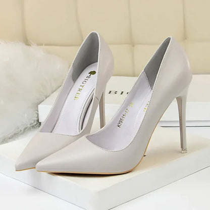 Plus Size 34-43 Woman Classic Concise 7.5cm 10.5cm High Heels Lady Elegant Colorful Pumps Scarpins Yellow Mid Low Heels Shoes