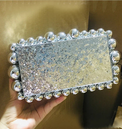 Fashion Women Acrylic Turquoise Evening Clutch Bag Small Pearls Party Black Designer Day Purse Crossbody Chain