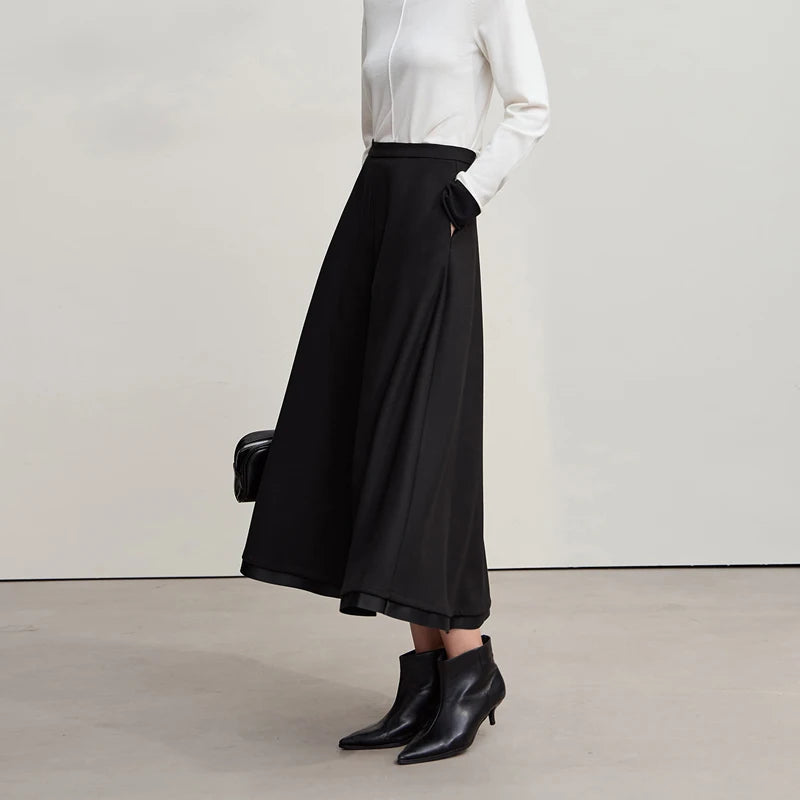 Elegant Skirts For Woman 2025 Winter New Commuter Style A-Line Mid-Calf Skirt Loose Solid Versatile Woman Clothes 12544126
