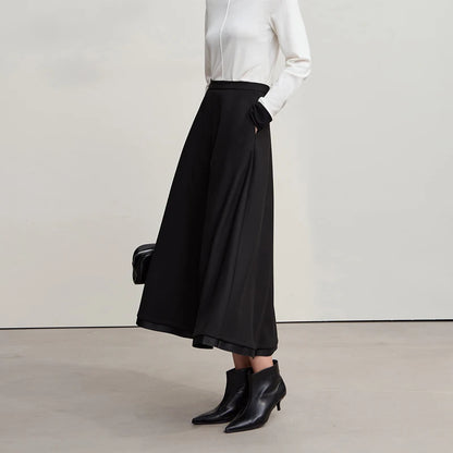 Elegant Skirts For Woman 2025 Winter New Commuter Style A-Line Mid-Calf Skirt Loose Solid Versatile Woman Clothes 12544126